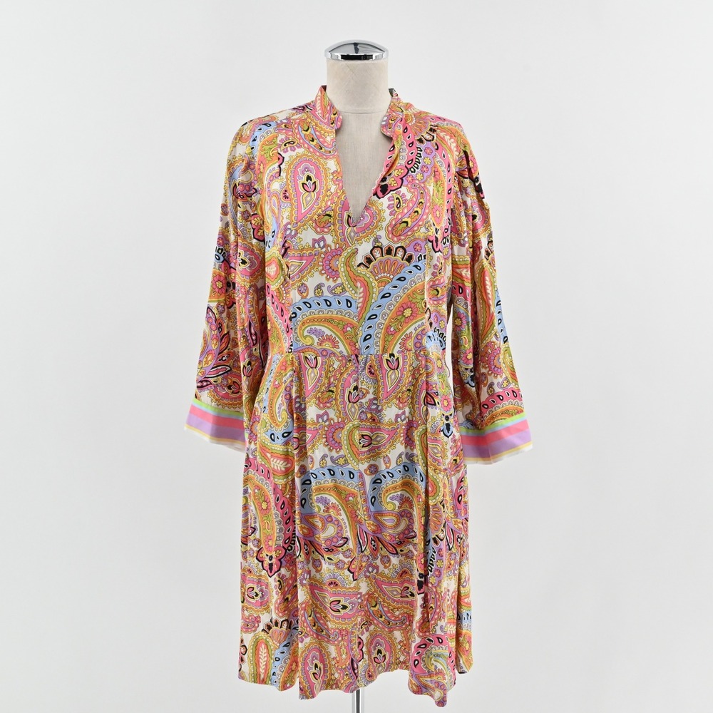Marella Primavera Alacre Belted Paisley‎ Dress Size 8 Wanderlust Kimono Sleeve